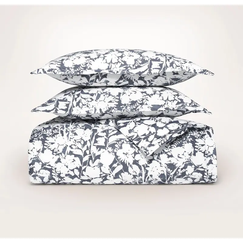 Signature Hemmed Duvet Set - Mineral Floral Silhouette