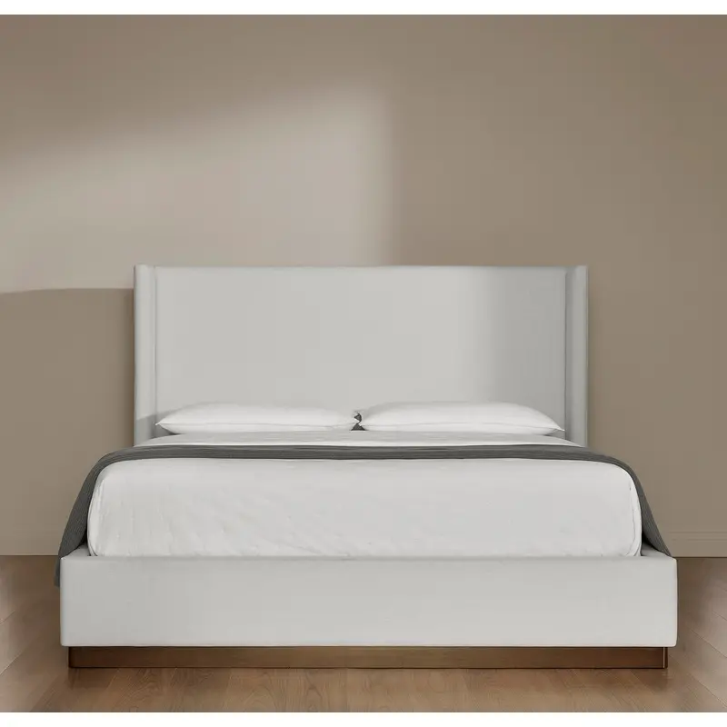 Beds - Mist/Espresso Upholstered Wingback