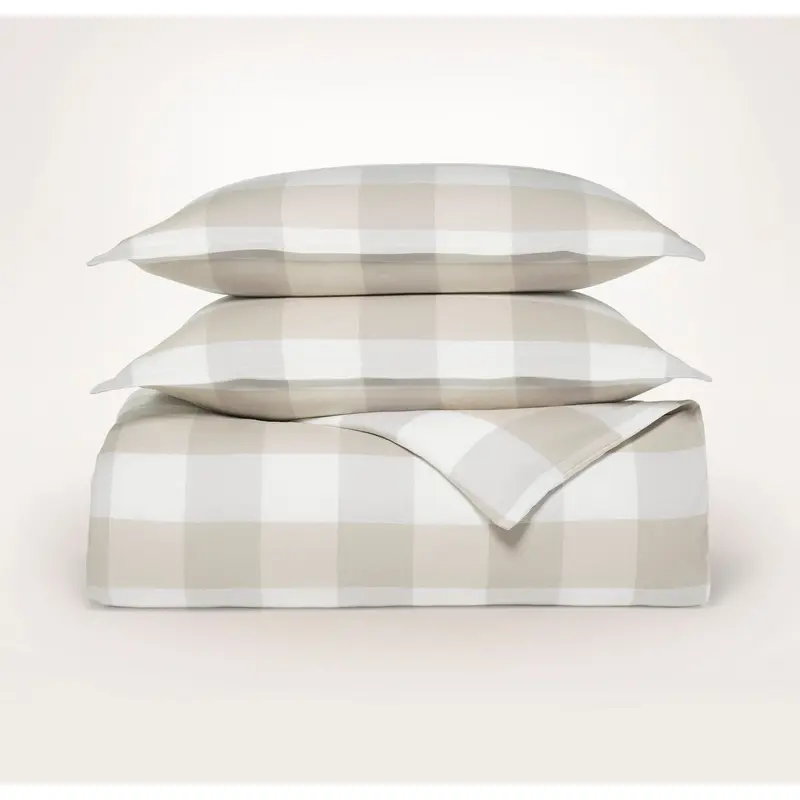 Flannel Duvet Set - Dune/Pewter Buffalo Check