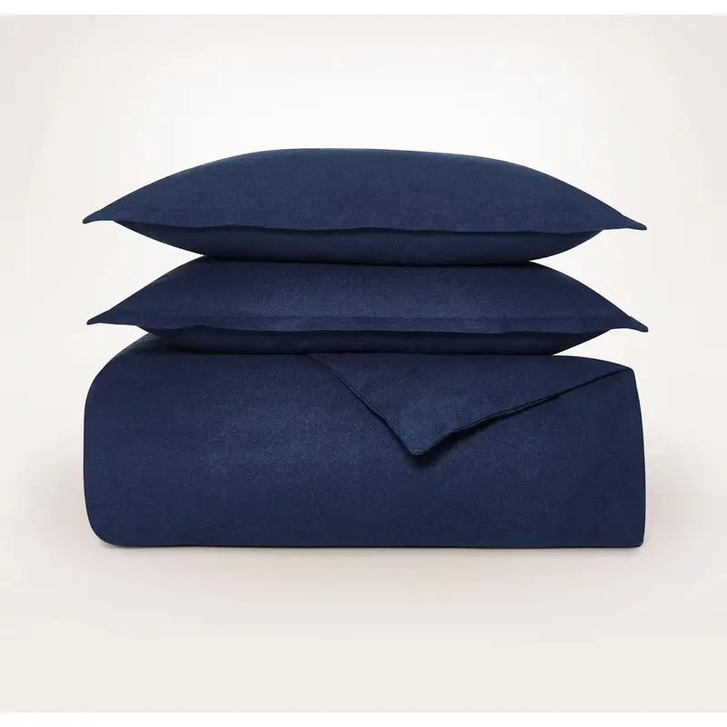 Flannel Duvet Set - Heathered Navy