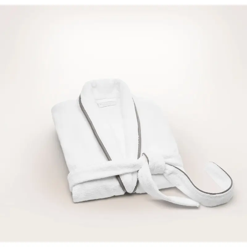 Men's Plush Robe - White/Stone