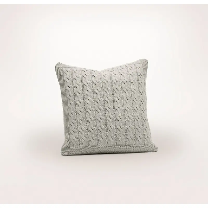 Modern Cable Knit Pillow Cover (20x20) - Heathered Pewter