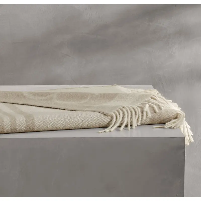 Alpaca Monogram Throw Blanket - Natural/Oak