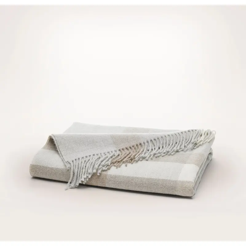 Alpaca Plaid Throw Blanket - Light Neutrals