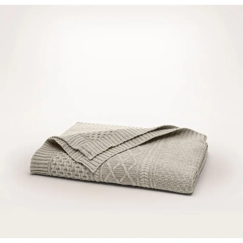 Aran Knit Throw Blanket - Heathered Oatmeal