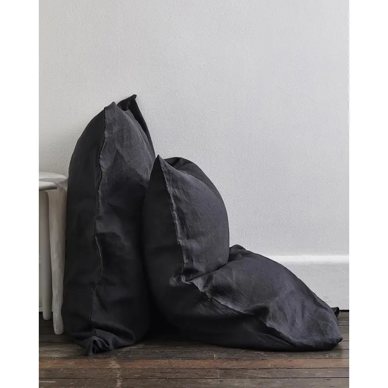 Charcoal 100% French Flax Linen Pillowcases (Set of Two)