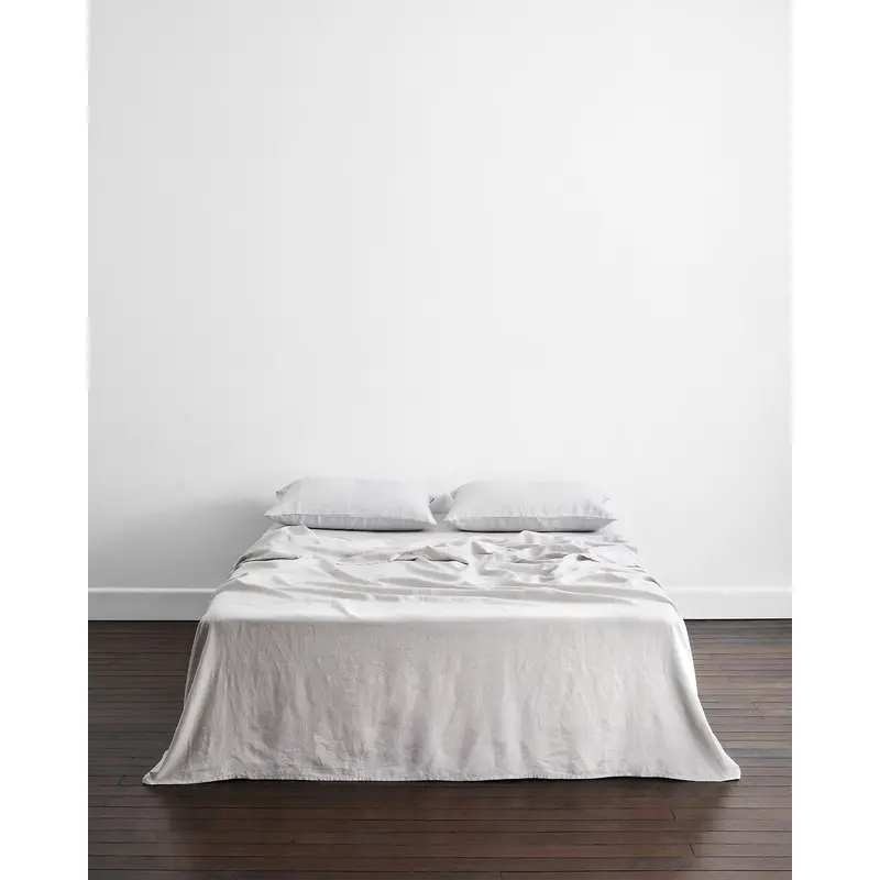 Fog 100% French Flax Linen Flat Sheet