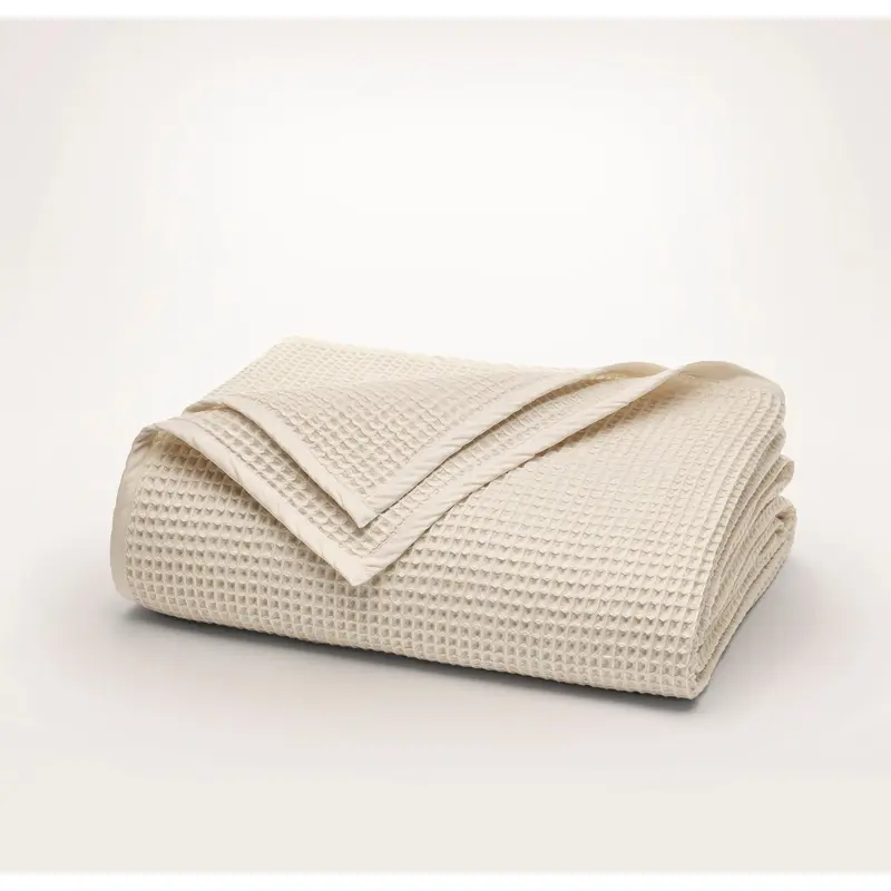 Holiday Waffle Bed Blanket - Natural