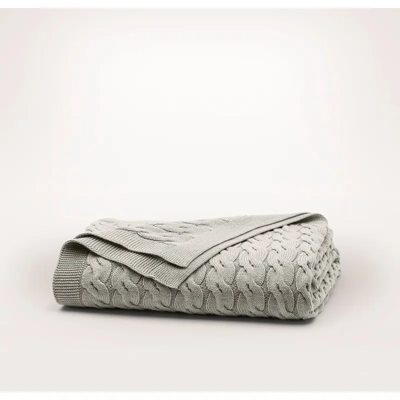 Modern Cable Knit Throw Blanket - Heathered Pewter