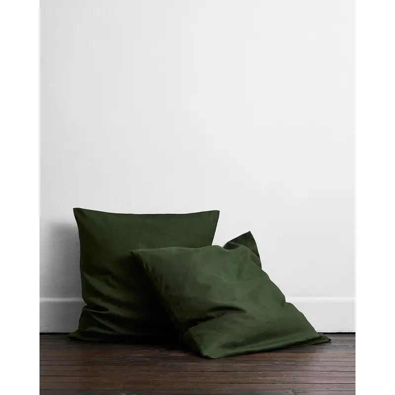 Olive 100% French Flax Linen European Pillowcases (Set of Two)