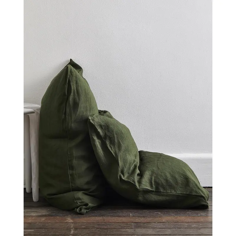 Olive 100% French Flax Linen Pillowcases (Set of Two)