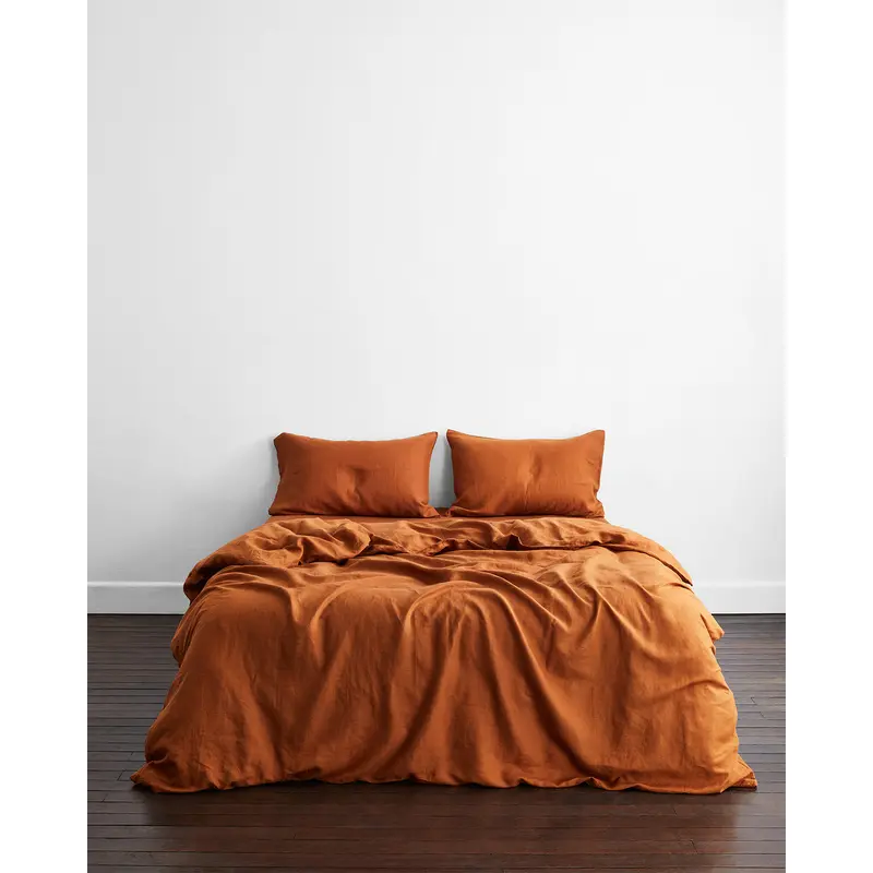 Rust 100% French Flax Linen Bedding Set