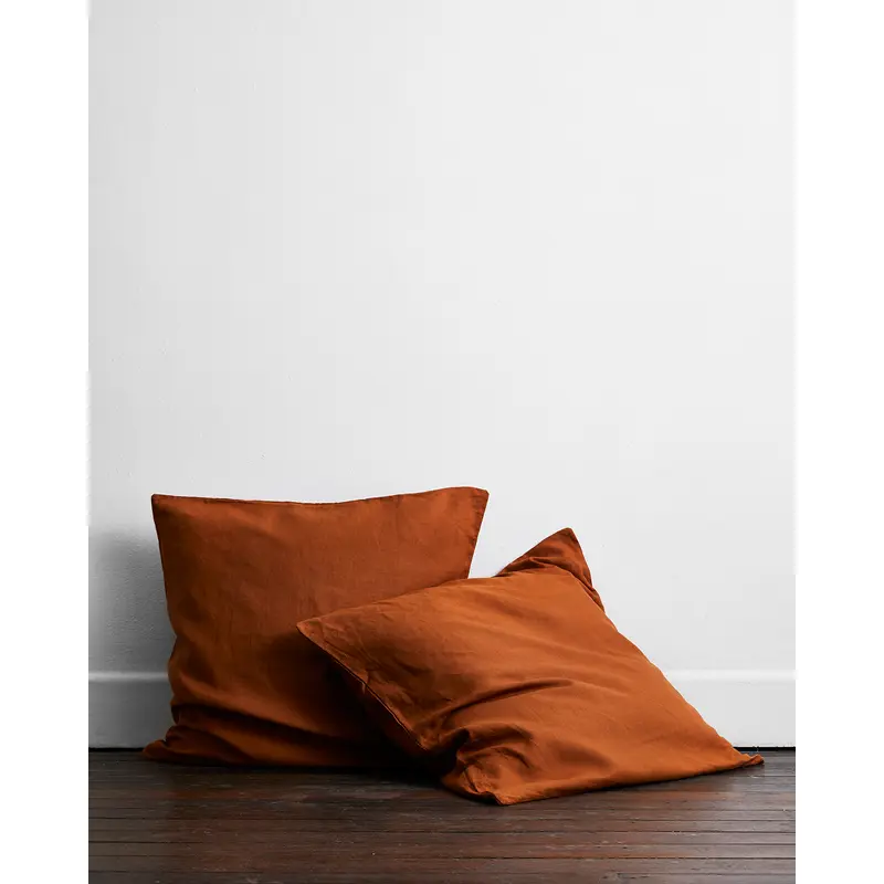 Rust 100% French Flax Linen European Pillowcases (Set of Two)