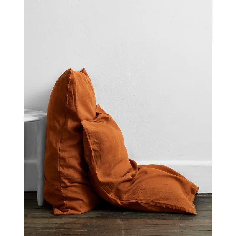 Rust 100% French Flax Linen Pillowcases (Set of Two)