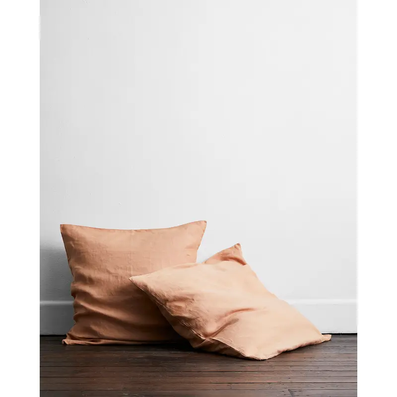 Terracotta 100% French Flax Linen European Pillowcases (Set of Two)