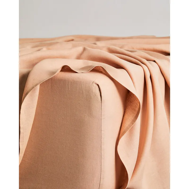 Terracotta 100% French Flax Linen Fitted Sheet
