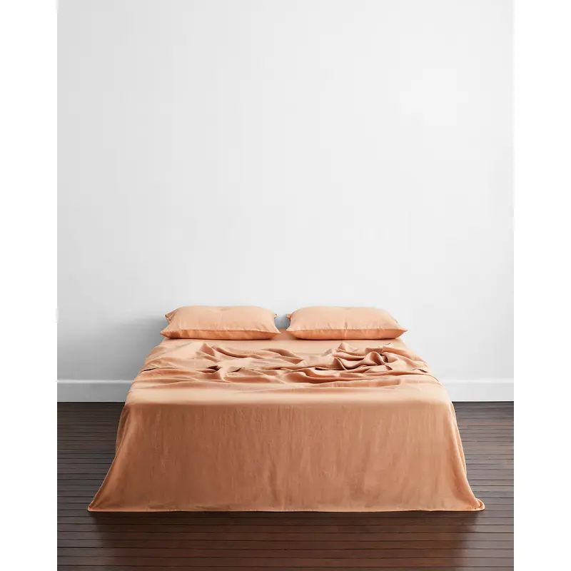 Terracotta 100% French Flax Linen Flat Sheet