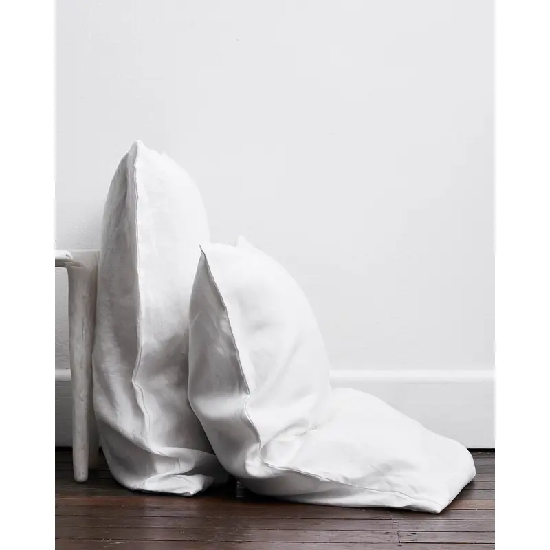 White 100% French Flax Linen Pillowcases (Set of Two)