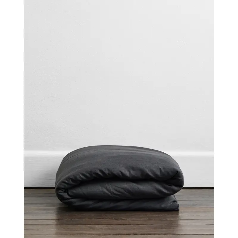 Charcoal 100% French Flax Linen Duvet Cover
