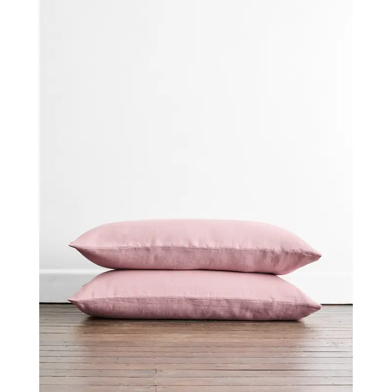 Lavender 100% Flax Linen King Pillowcases (Set of Two)