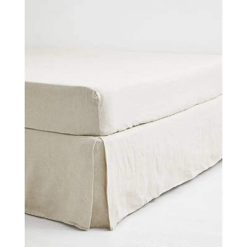 Oatmeal 100% French Flax Linen Bed Skirt
