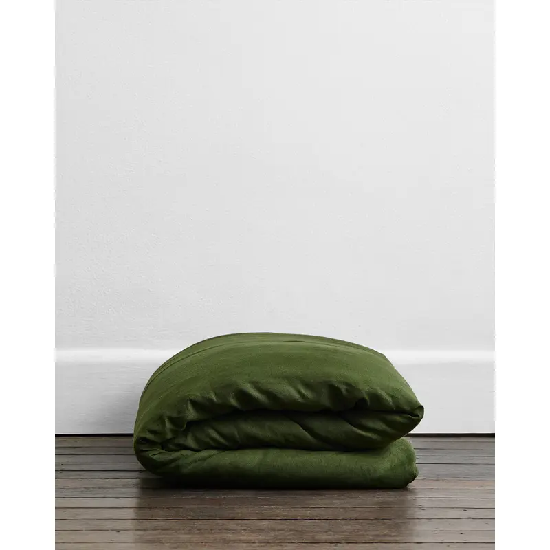 Olive 100% French Flax Linen Duvet Cover