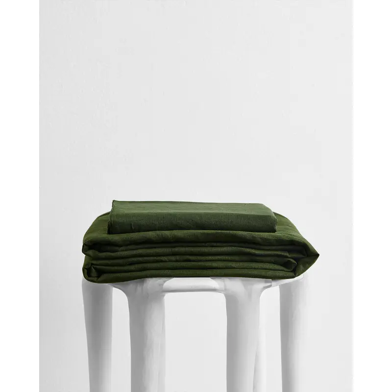 Olive 100% French Flax Linen Sheet Set