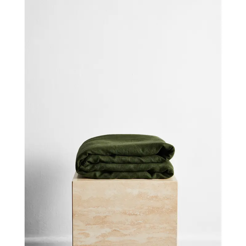 Olive 100% French Flax Linen Throw