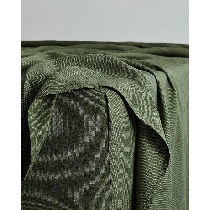 Olive Stripe 100% French Flax Linen Fitted Sheet