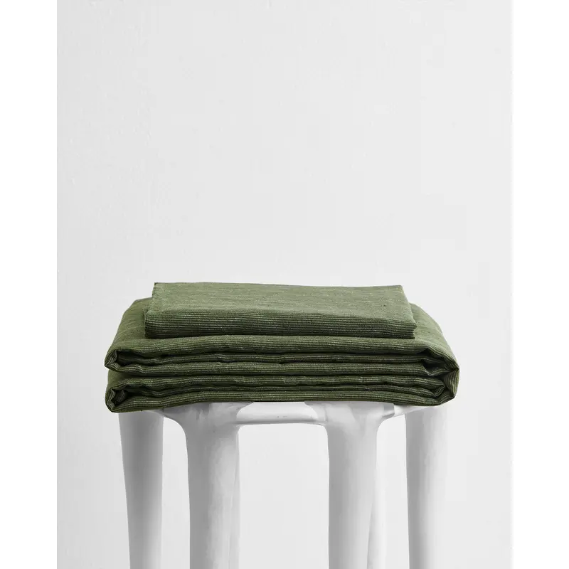 Olive Stripe 100% French Flax Linen Sheet Set
