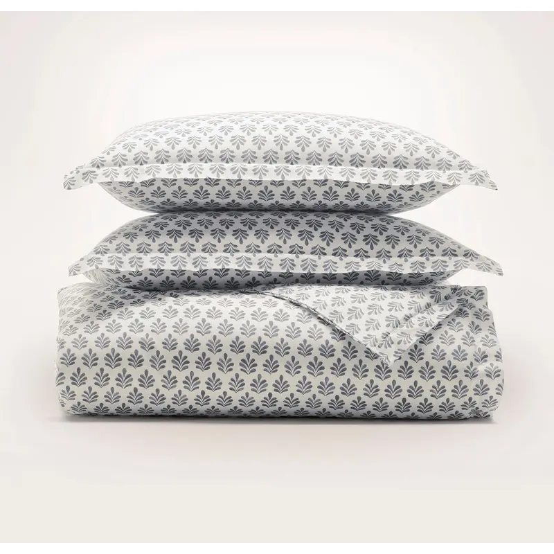 Percale Hemmed Duvet Set - Mineral Dot Blossom