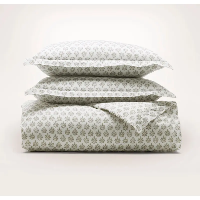 Percale Hemmed Duvet Set - Oak Dot Blossom