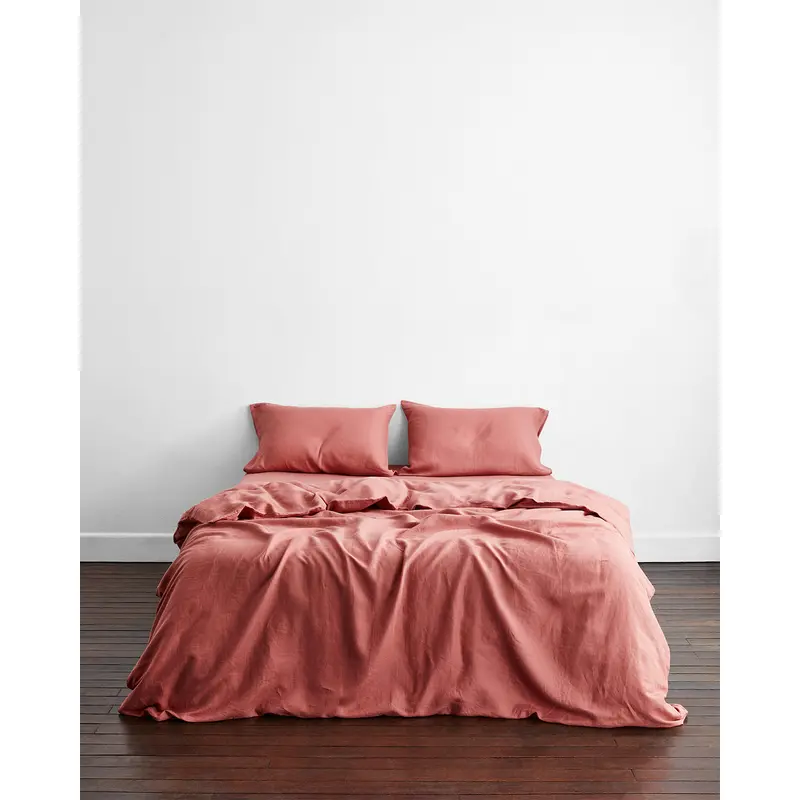 Pink Clay 100% French Flax Linen Bedding Set