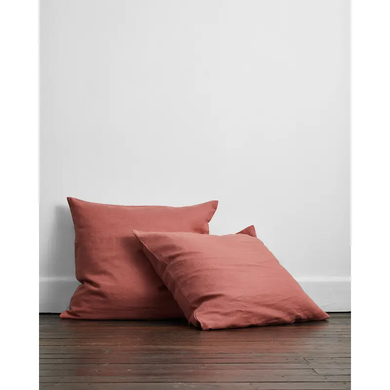 Pink Clay 100% French Flax Linen European Pillowcases (Set of Two)