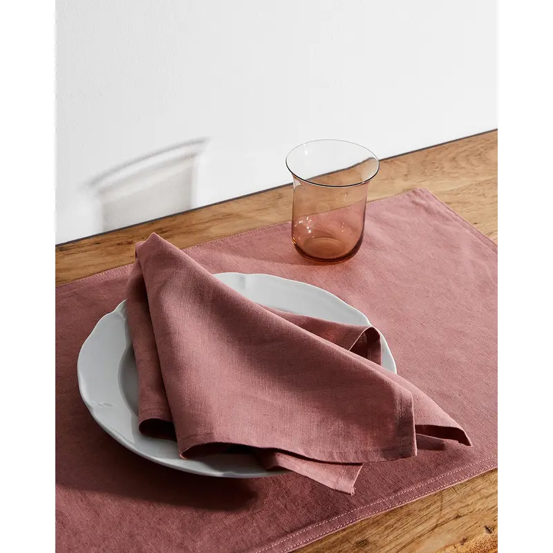 Pink Clay 100% French Flax Linen Napkins (Set of Four)