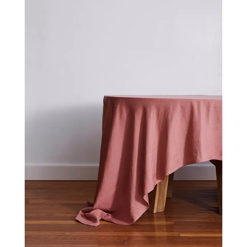 Pink Clay 100% French Flax Linen Tablecloth