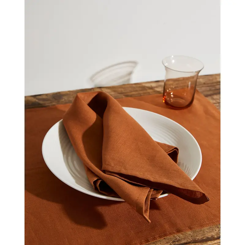 Rust 100% French Flax Linen Napkins (Set of Four)