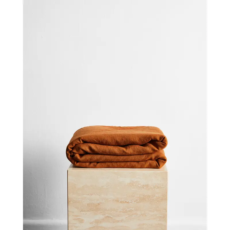 Rust 100% French Flax Linen Throw