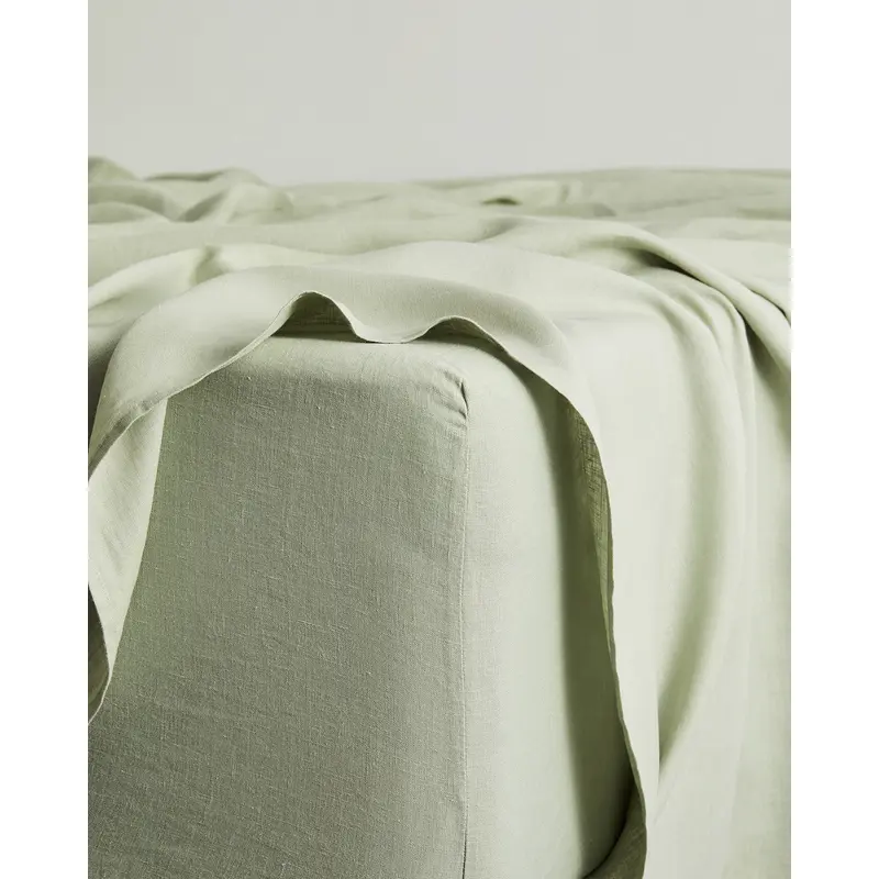 Sage 100% French Flax Linen Fitted Sheet