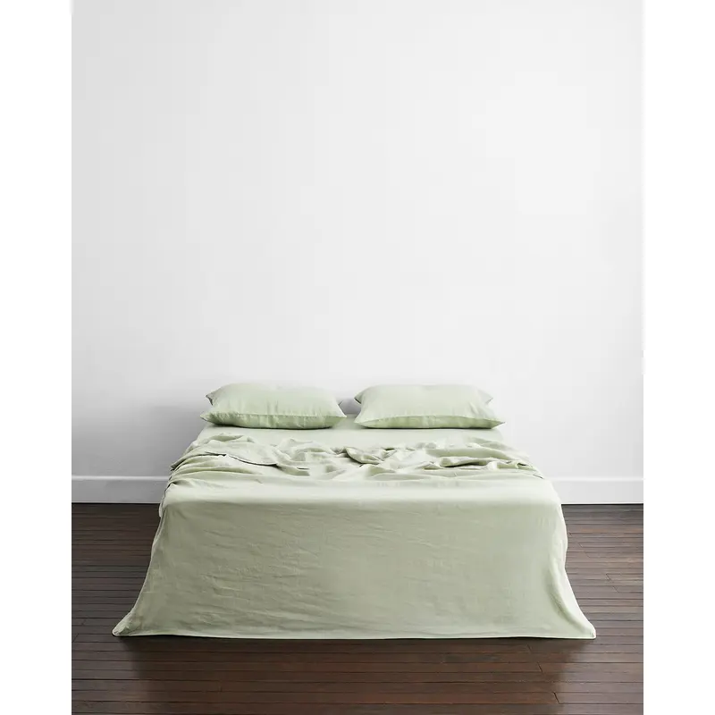 Sage 100% French Flax Linen Flat Sheet