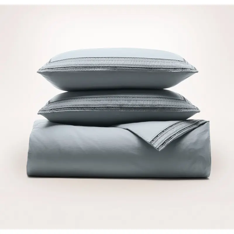 Signature Embellished Duvet Set - Bluestone/Deep Bluestone Ladder Stitch