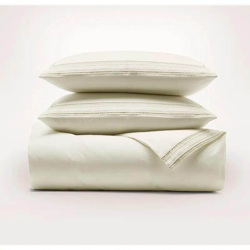 Signature Embellished Duvet Set - Cream/Sand Ladder Stitch