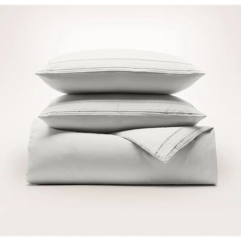 Signature Embellished Duvet Set - Mist/Mist Ladder Stitch