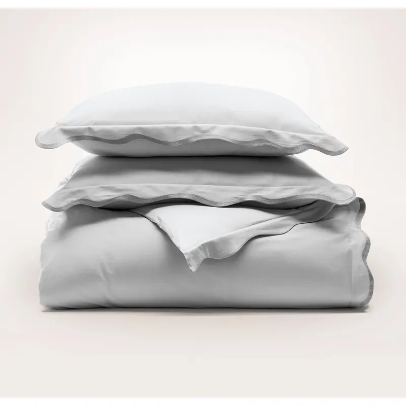 Signature Embellished Duvet Set - Sky/Shore Curved Edge