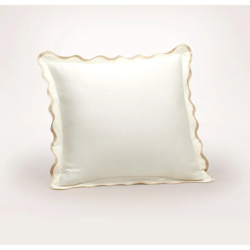 Signature Embellished Euro Sham - Cream/Sand Curved Edge