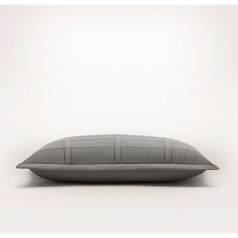 Signature Modern Grid Quilted Sham - Stone