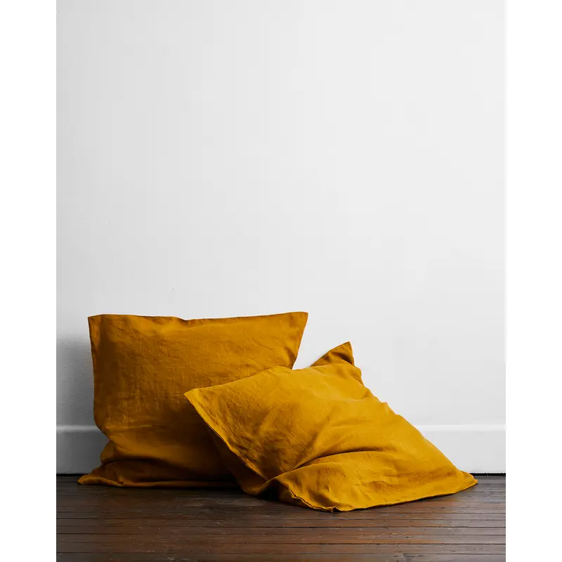 Turmeric 100% French Flax Linen European Pillowcases (Set of Two)