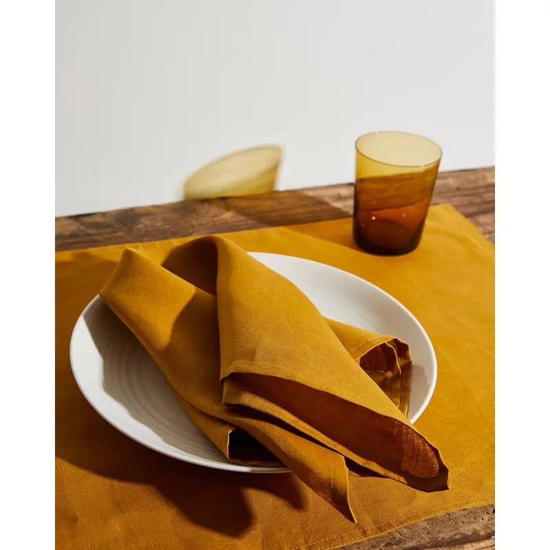 Turmeric 100% French Flax Linen Napkins (Set of Four)
