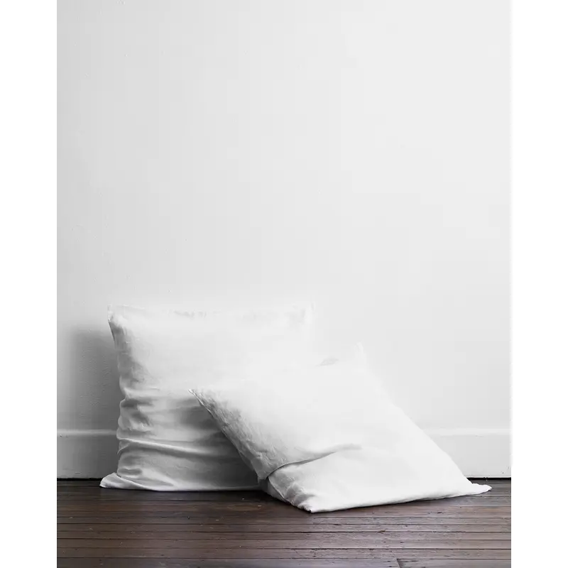 White 100% French Flax Linen European Pillowcases (Set of Two)