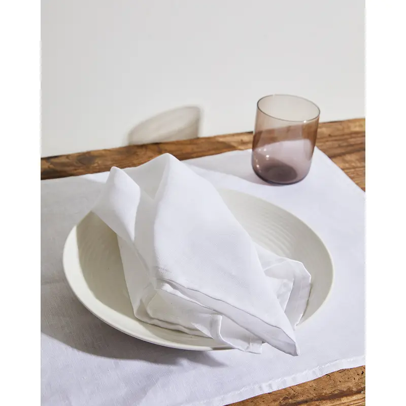 White 100% French Flax Linen Napkins (Set of Four)
